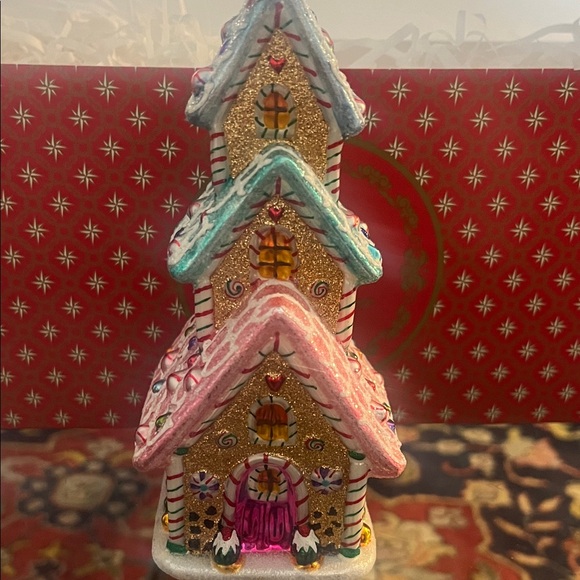 Christopher Radko Pink and Blue Gingerbread House Ornament - Picture 3 of 5